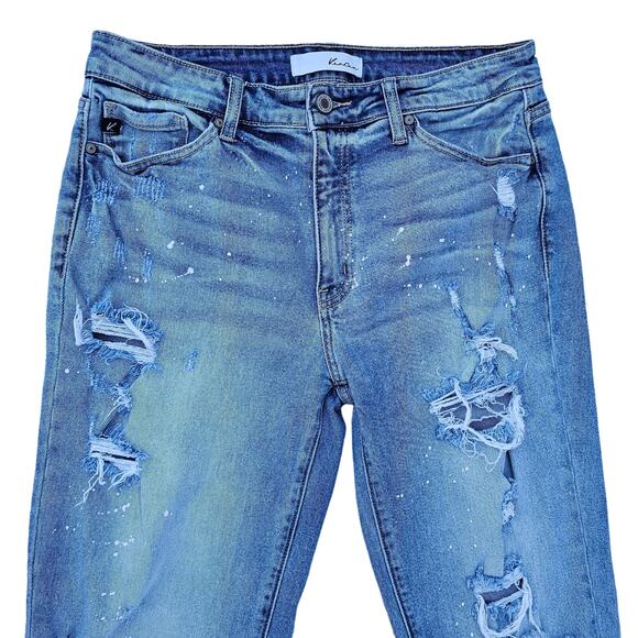 Distressed Boyfriend Jeans KanCan Shelly Size 9 / 28 Stretch Denim Rips Hi Rise - Picture 2 of 10